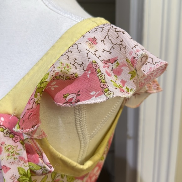 Floral Patchwork Dress with Ruffle Sleeves - Picture 5 of 5